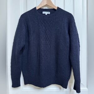 Uniqlo x Ines De La Fressange Navy Blue Wool/Angora Blend Cable Knit Crewneck. M